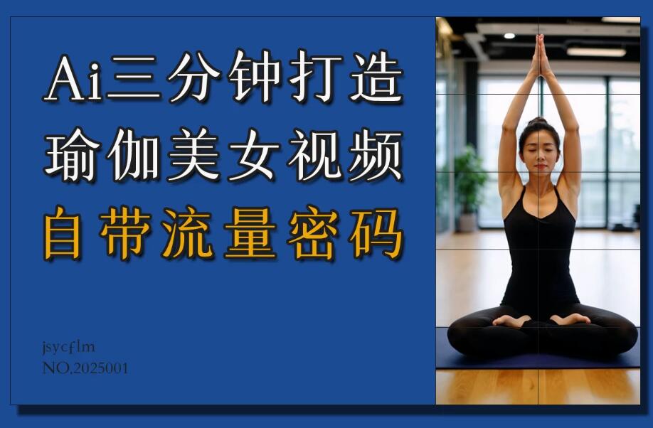 AI三分钟打造瑜伽美女视频，自带流量密码客创社区-专注互联网轻资产资源整合与分享客创社区-专注互联网轻资产资源整合与分享