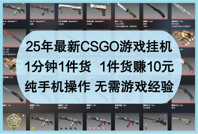 25年最新CSGO游戏挂机，1分钟1件货，1件货赚10元，纯手机操作，无需游戏经验客创社区-专注互联网轻资产资源整合与分享客创社区-专注互联网轻资产资源整合与分享