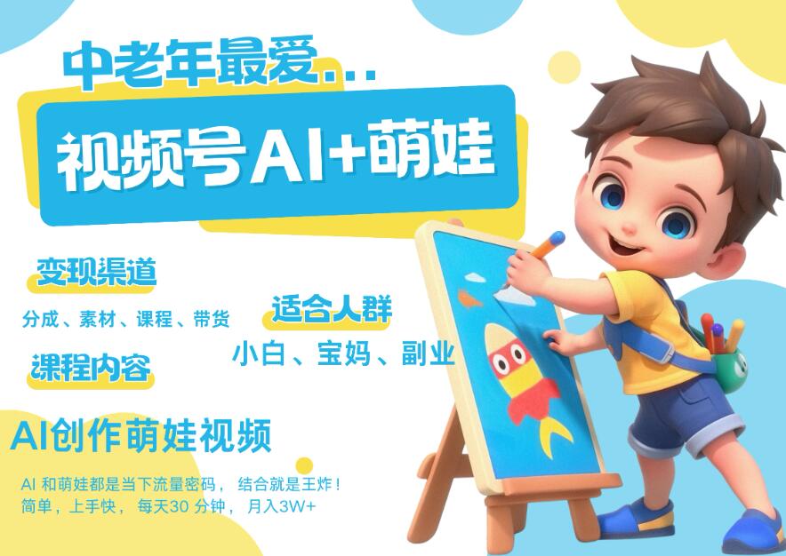 AI+萌娃，又一爆款密码，小白3步上手，爆款率80%，每天十分钟，轻松AI变现萌娃搞钱！月入5W，抓紧学！客创社区-专注互联网轻资产资源整合与分享客创社区-专注互联网轻资产资源整合与分享