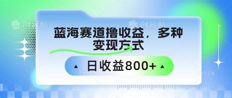 蓝海赛道撸收益，多种变现方式，日收益800+客创社区-专注互联网轻资产资源整合与分享客创社区-专注互联网轻资产资源整合与分享