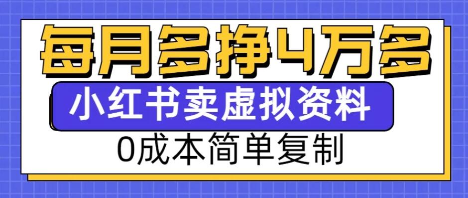 0成本简单复制，每个月多赚4W，小红书虚拟资料项目客创社区-专注互联网轻资产资源整合与分享客创社区-专注互联网轻资产资源整合与分享