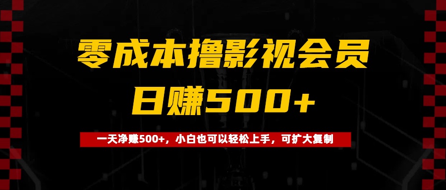 0成本撸影视会员,一天净赚500+,小白也可以轻松上手,可扩大复制