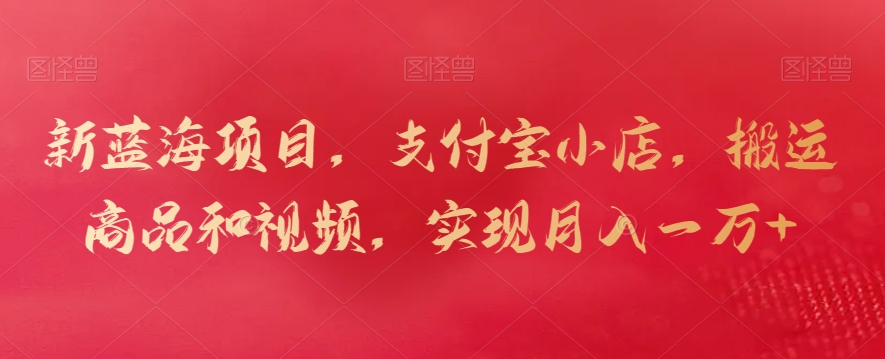 新蓝海项目,支付宝小店,搬运商品和视频,实现月入一万+