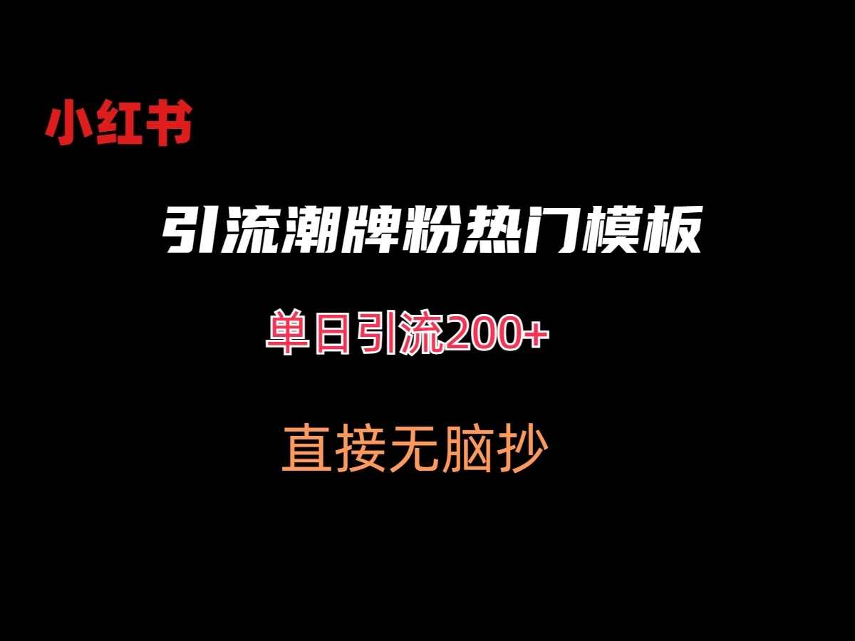 最新小红书无脑套模板单日引流200+潮牌粉客创社区-专注互联网轻资产资源整合与分享客创社区-专注互联网轻资产资源整合与分享