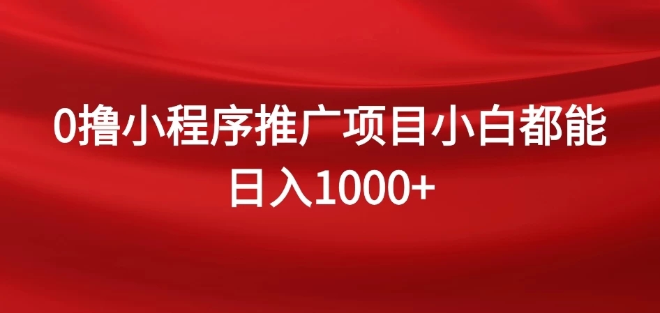 0撸小程序推广项目,日入四位数,零基础小白也能做