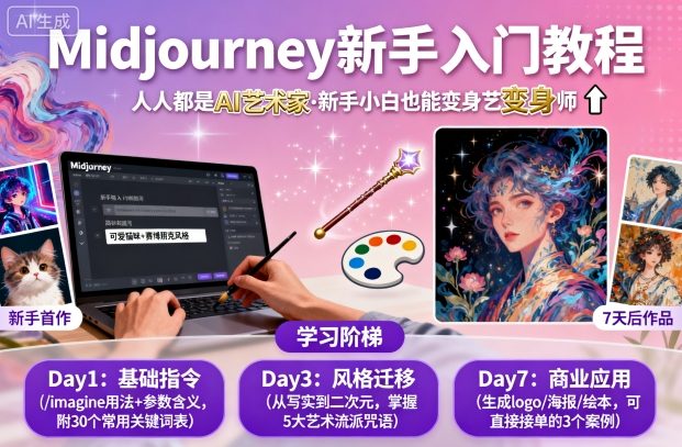 midjourney新手入门教程：人人都是AI艺术家，新手小白也能变身艺术大师客创社区-专注互联网轻资产资源整合与分享客创社区-专注互联网轻资产资源整合与分享