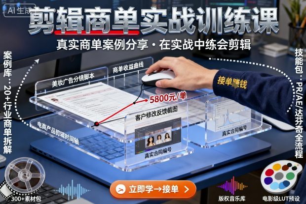 剪辑商单实战训练课，真实商单案例分享，在实战中练会剪辑客创社区-专注互联网轻资产资源整合与分享客创社区-专注互联网轻资产资源整合与分享
