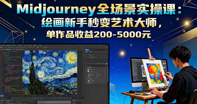 Midjourney全场景实操课：绘画新手秒变艺术大师，单作品收益200-5000元客创社区-专注互联网轻资产资源整合与分享客创社区-专注互联网轻资产资源整合与分享