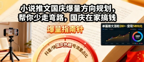 小说推文国庆爆量方向规划，帮你少走弯路，国庆在家搞钱客创社区-专注互联网轻资产资源整合与分享客创社区-专注互联网轻资产资源整合与分享