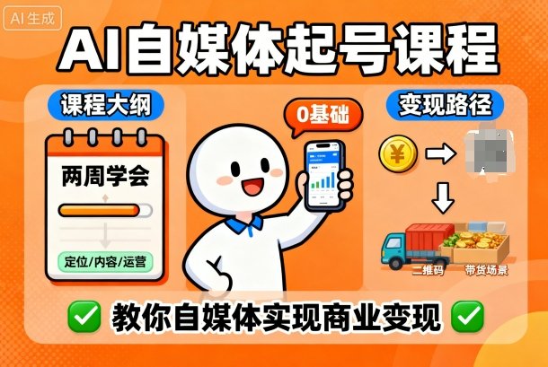 AI自媒体起号课程，0基础小白两周学会，教你自媒体实现商业变现客创社区-专注互联网轻资产资源整合与分享客创社区-专注互联网轻资产资源整合与分享