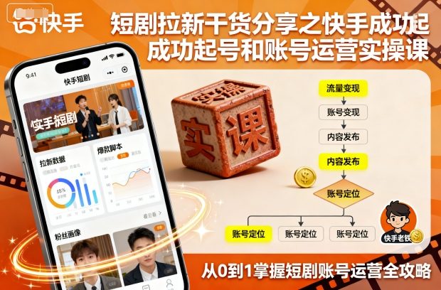 短剧拉新干货分享之快手成功起号和账号运营实操课客创社区-专注互联网轻资产资源整合与分享客创社区-专注互联网轻资产资源整合与分享