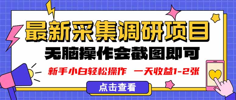 新版采集调研项目，截图上传即可，无脑操作，日收益1-2张客创社区-专注互联网轻资产资源整合与分享客创社区-专注互联网轻资产资源整合与分享