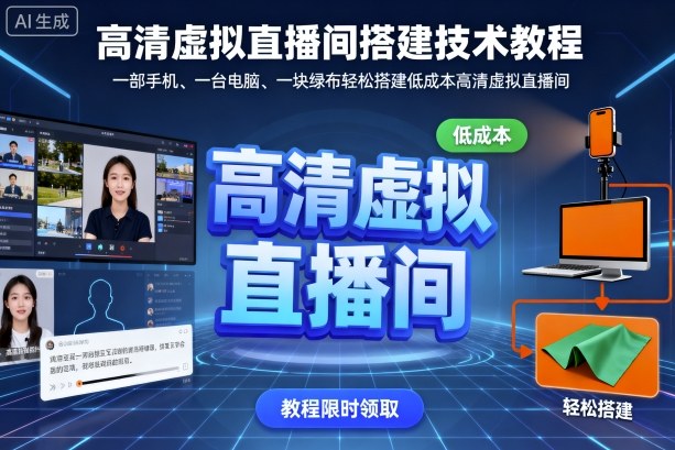 高清虚拟直播间搭建技术教程，一部手机、一台电脑、一块绿布轻松搭建低成本高清虚拟直播间客创社区-专注互联网轻资产资源整合与分享客创社区-专注互联网轻资产资源整合与分享