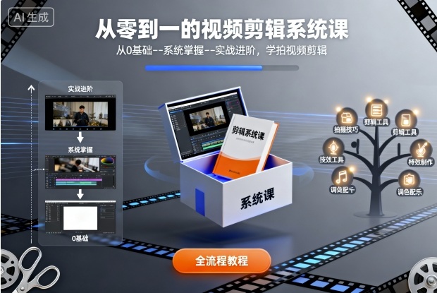 从零到一的视频剪辑系统课，从0基础–系统掌握–实战进阶，学拍视频剪辑客创社区-专注互联网轻资产资源整合与分享客创社区-专注互联网轻资产资源整合与分享