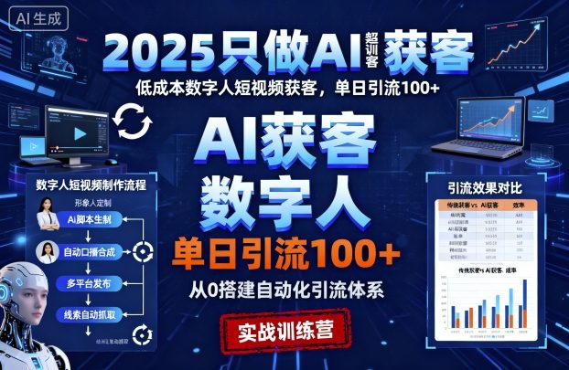 2025只做AI获客，AI超级获客实训营，低成本数字人短视频获客，单日引流100+客创社区-专注互联网轻资产资源整合与分享客创社区-专注互联网轻资产资源整合与分享