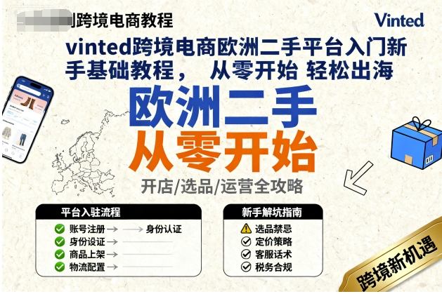 vinted跨境电商欧洲二手平台入门新手基础教程，从零开始轻松出海客创社区-专注互联网轻资产资源整合与分享客创社区-专注互联网轻资产资源整合与分享