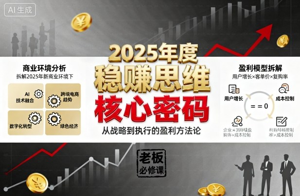 2025年度稳賺思维老板创业营，拆解2025年新商业环境下，企业实现持续盈利的核心密码客创社区-专注互联网轻资产资源整合与分享客创社区-专注互联网轻资产资源整合与分享