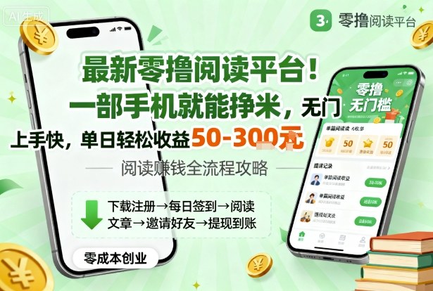 最新零撸阅读平台！一部手机就能挣米，无门槛上手快，单日轻松收益50-3张【揭秘】客创社区-专注互联网轻资产资源整合与分享客创社区-专注互联网轻资产资源整合与分享