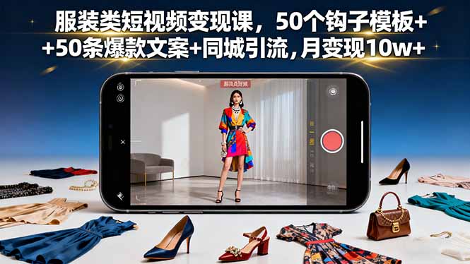 服装类短视频变现课，50个钩子模板+50条爆款文案+同城引流，月变现10w+客创社区-专注互联网轻资产资源整合与分享客创社区-专注互联网轻资产资源整合与分享