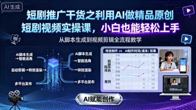 短剧推广干货之利用AI做精品原创短剧视频实操课，小白也能轻松上手客创社区-专注互联网轻资产资源整合与分享客创社区-专注互联网轻资产资源整合与分享
