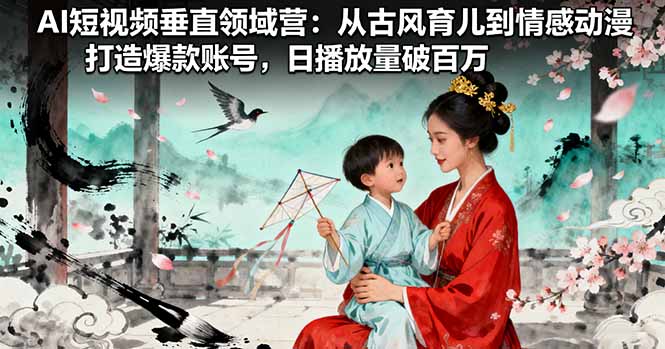 AI短视频垂直领域营：从古风育儿到情感动漫，打造爆款账号,日播放量破百万客创社区-专注互联网轻资产资源整合与分享客创社区-专注互联网轻资产资源整合与分享