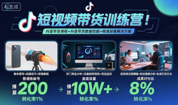 短视频带货训练营，抖音带货课程+抖音带货数据挖掘+精准获客解决方案客创社区-专注互联网轻资产资源整合与分享客创社区-专注互联网轻资产资源整合与分享