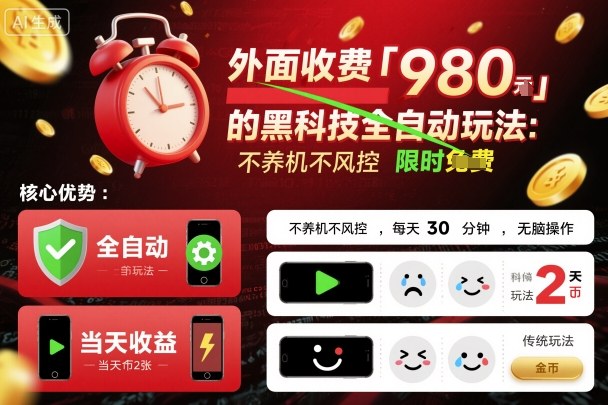 外面收费980的黑科技全自动玩法，不养机不风控，每天30分钟，无脑操作，当天收益2张【揭秘】客创社区-专注互联网轻资产资源整合与分享客创社区-专注互联网轻资产资源整合与分享