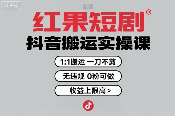 红果短剧拉新之抖音搬运实操课，1：1搬运，一刀不剪，无违规，0粉可做，收益上限高客创社区-专注互联网轻资产资源整合与分享客创社区-专注互联网轻资产资源整合与分享