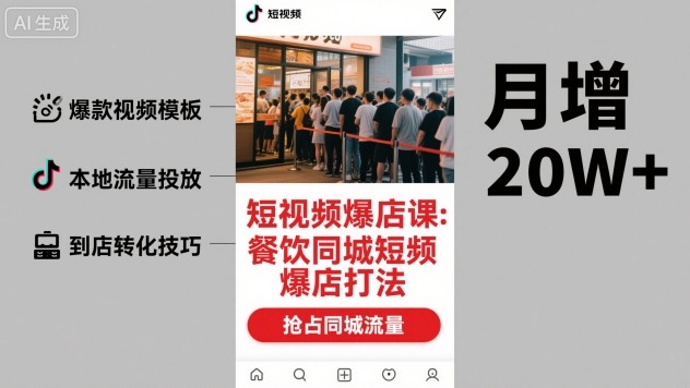 短视频爆店课，餐饮同城短视频爆店打法客创社区-专注互联网轻资产资源整合与分享客创社区-专注互联网轻资产资源整合与分享