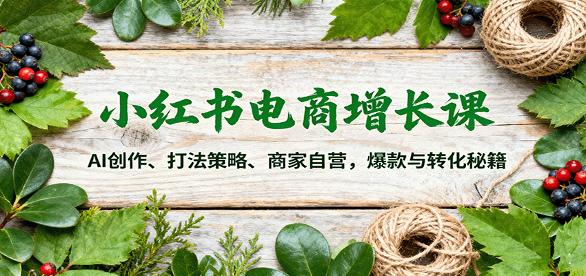 小红书电商增长课：AI创作、打法策略、商家自营，爆款与转化秘籍客创社区-专注互联网轻资产资源整合与分享客创社区-专注互联网轻资产资源整合与分享