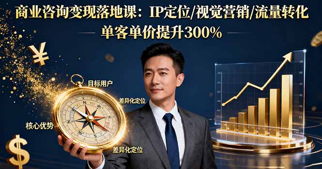 商业咨询变现落地课：IP定位/视觉营销/流量转化，单客单价提升300%客创社区-专注互联网轻资产资源整合与分享客创社区-专注互联网轻资产资源整合与分享