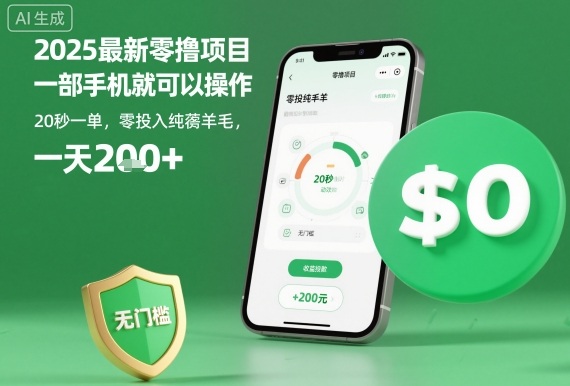 2025最新零撸项目，一部手机就可以操作，20秒一单，零投入纯薅羊毛，无门槛，一天200+【揭秘】客创社区-专注互联网轻资产资源整合与分享客创社区-专注互联网轻资产资源整合与分享