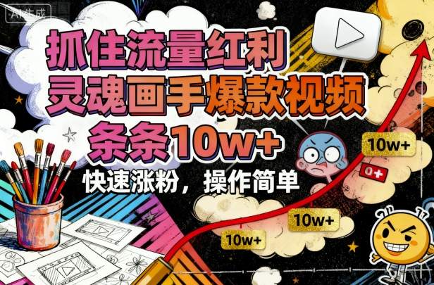 抓住流量红利，灵魂画手爆款视频，条条10w+，快速涨粉，操作简单客创社区-专注互联网轻资产资源整合与分享客创社区-专注互联网轻资产资源整合与分享