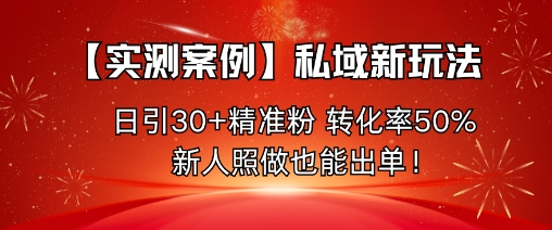【实测案例】私域新玩法，日引30+精准粉，转化率50%，新人照做也能出单！客创社区-专注互联网轻资产资源整合与分享客创社区-专注互联网轻资产资源整合与分享
