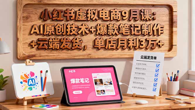 小红书虚拟电商9月课：AI原创技术+爆款笔记制作+云端发货，单店月利3万+客创社区-专注互联网轻资产资源整合与分享客创社区-专注互联网轻资产资源整合与分享