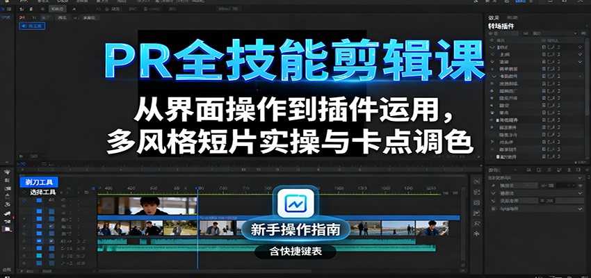 PR全技能剪辑课：从界面操作到插件运用，多风格短片实操与卡点调色客创社区-专注互联网轻资产资源整合与分享客创社区-专注互联网轻资产资源整合与分享
