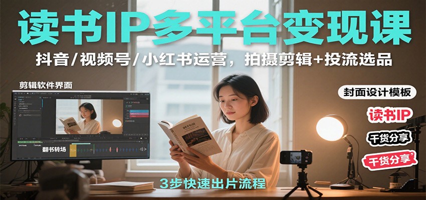 读书IP多平台变现课：抖音/视频号/小红书运营，拍摄剪辑+投流选品客创社区-专注互联网轻资产资源整合与分享客创社区-专注互联网轻资产资源整合与分享