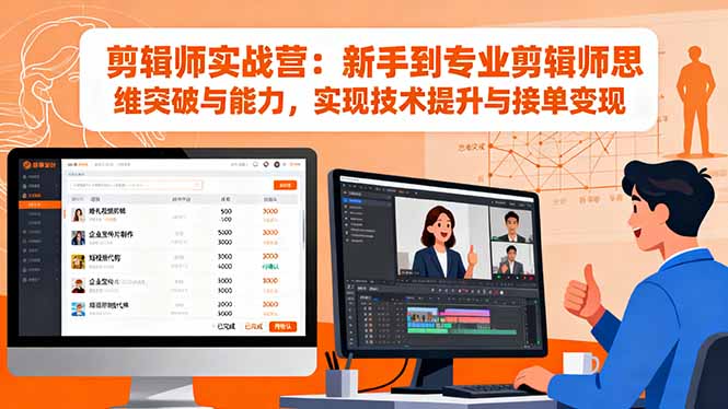 剪辑师实战营：新手到专业剪辑师思维突破与能力，实现技术提升与接单变现客创社区-专注互联网轻资产资源整合与分享客创社区-专注互联网轻资产资源整合与分享