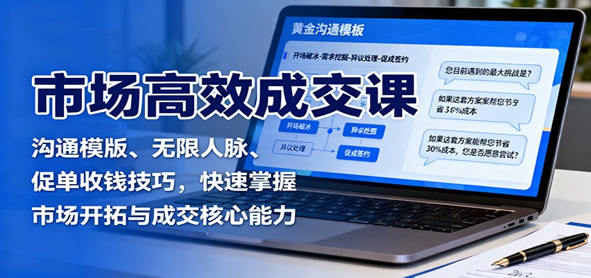 市场高效成交课：沟通模版、无限人脉、促单收钱技巧，快速掌握市场开拓与成交核心能力客创社区-专注互联网轻资产资源整合与分享客创社区-专注互联网轻资产资源整合与分享