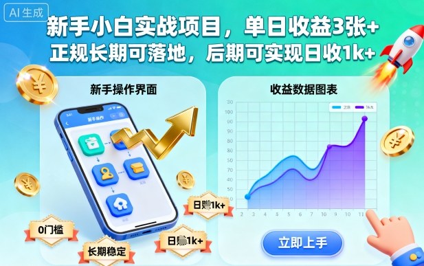 新手小白实战项目，单日收益3张+，正规长期可落地，后期可实现日收1k+【揭秘】客创社区-专注互联网轻资产资源整合与分享客创社区-专注互联网轻资产资源整合与分享