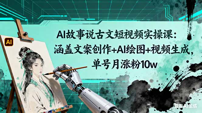 AI故事说古文短视频实操课：涵盖文案创作+AI绘图+视频生成，单号月涨粉10w-爱网创联盟