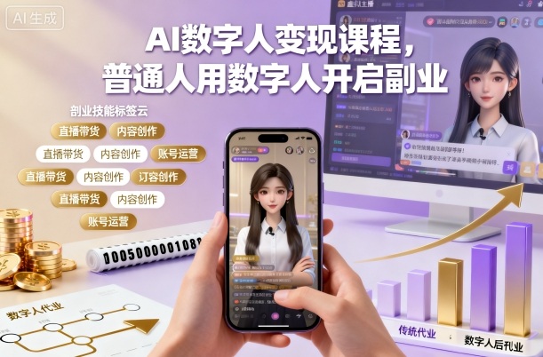 AI数字人变现课程，普通人用数字人开启副业客创社区-专注互联网轻资产资源整合与分享客创社区-专注互联网轻资产资源整合与分享