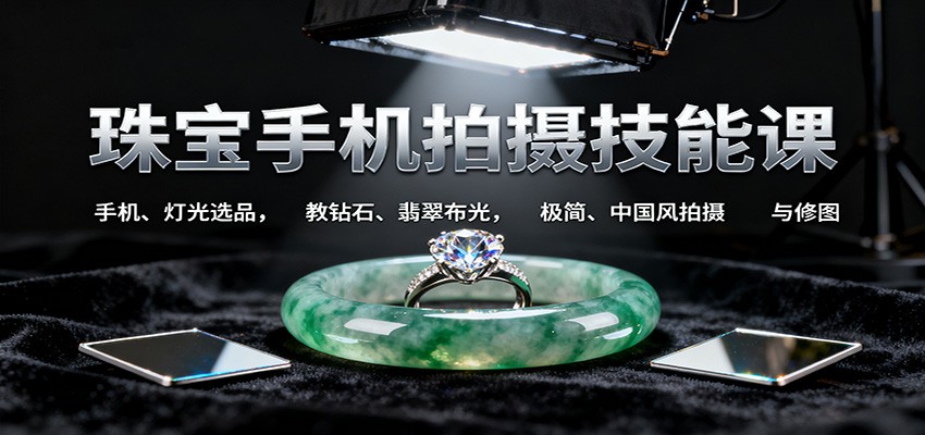 珠宝手机拍摄技能课:手机、 灯光选品，教钻石、翡翠布光，极简、中国风拍摄与修图客创社区-专注互联网轻资产资源整合与分享客创社区-专注互联网轻资产资源整合与分享