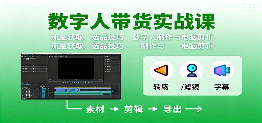 数字人变现实战课：流量获取、选品技巧、数字人制作与电脑剪辑客创社区-专注互联网轻资产资源整合与分享客创社区-专注互联网轻资产资源整合与分享