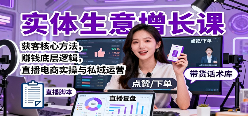 实体生意增长课：获客核心方法，赚钱底层逻辑，直播电商实操与私域运营客创社区-专注互联网轻资产资源整合与分享客创社区-专注互联网轻资产资源整合与分享
