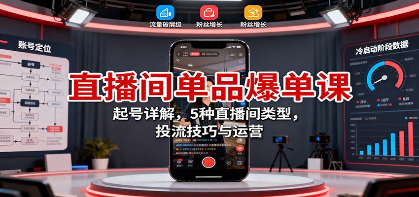 直播间单品爆单课：起号详解，5种直播间类型，投流技巧与运营客创社区-专注互联网轻资产资源整合与分享客创社区-专注互联网轻资产资源整合与分享