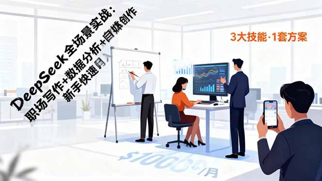 DeepSeek全场景实战：职场写作+数据分析+自媒体创作，新手快速月入过万客创社区-专注互联网轻资产资源整合与分享客创社区-专注互联网轻资产资源整合与分享