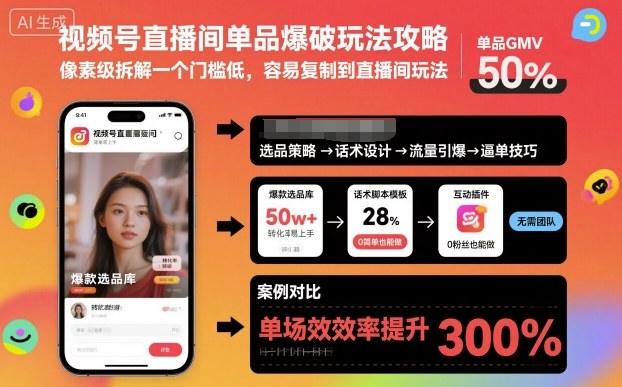 视频号直播间单品爆破玩法攻略，像素级拆解一个门槛低，容易复制到直播间玩法客创社区-专注互联网轻资产资源整合与分享客创社区-专注互联网轻资产资源整合与分享