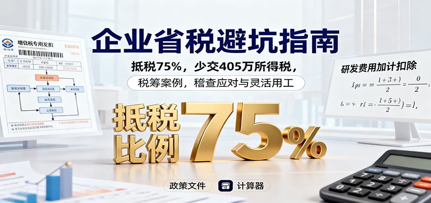 企业省税避坑指南：抵税75%，少交405万所得税，税筹案例，稽查应对与灵活用工客创社区-专注互联网轻资产资源整合与分享客创社区-专注互联网轻资产资源整合与分享