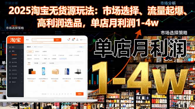 2025淘宝无货源玩法：市场选择、流量起爆、高利润选品，单店月利润1-4w客创社区-专注互联网轻资产资源整合与分享客创社区-专注互联网轻资产资源整合与分享